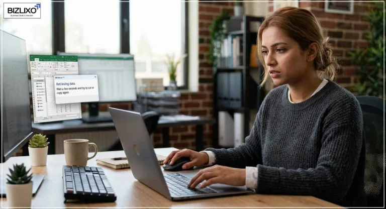 retrieving data. wait a few seconds and try to cut or copy again.